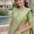 Parrot green silk blend jacuard work designer party wear saree with unstitched blouse piece