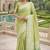 Parrot green silk blend jacuard work designer party wear saree with unstitched blouse piece