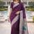 Wine silk blend jacuard work designer party wear saree with unstitched blouse piece