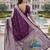 Wine silk blend jacuard work designer party wear saree with unstitched blouse piece