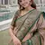 Green gold silk blend jacuard work designer party wear saree with unstitched blouse piece