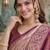 Wine beige silk blend jacuard work designer party wear saree with unstitched blouse piece