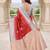 Grey red silk blend jacuard work designer party wear saree with unstitched blouse piece