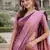 Purple wine silk blend jacuard work designer party wear saree with unstitched blouse piece