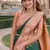 Rust green silk blend jacuard work designer party wear saree with unstitched blouse piece