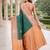 Rust green silk blend jacuard work designer party wear saree with unstitched blouse piece