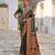 Bottle green soft pashmina silk meena zari woven saree with blouse