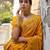 Yellow soft pashmina silk meena zari woven saree with blouse
