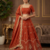 Rust Orange Embroidered Lehenga Choli Set with Krishma silk Dupatta