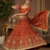 Rust Orange Embroidered Lehenga Choli Set with Krishma silk Dupatta