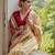 Cream soft raw silk zari woven saree with blouse