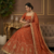 Rust Orange Embroidered Lehenga Choli Set with Krishma silk Dupatta