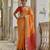 Orange soft raw silk zari woven saree with blouse
