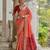 Coral soft raw silk zari woven saree with blouse