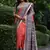 Red soft tussar silk madhubani printed saree with blouse