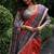 Red soft tussar silk madhubani printed saree with blouse