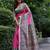 Pink soft tussar silk madhubani printed saree with blouse