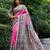 Pink soft tussar silk madhubani printed saree with blouse