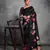 Black soft tussar silk floral printed saree with blouse