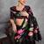 Black soft tussar silk floral printed saree with blouse