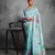 Sky blue soft tussar silk floral printed saree with blouse