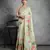 Pista green soft tussar silk floral printed saree with blouse