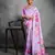 Lavender soft tussar silk floral printed saree with blouse
