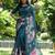 Teal soft tussar silk floral printed saree with blouse