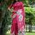 Rani pink soft tussar silk floral printed saree with blouse