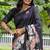 Black soft tussar silk floral printed saree with blouse