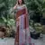 Brown soft tussar silk madhubani printed saree with blouse