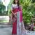 Rani pink soft tussar silk madhubani printed saree with blouse