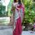 Rani pink soft tussar silk madhubani printed saree with blouse