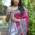 Rani pink soft tussar silk madhubani printed saree with blouse