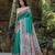 Sea green soft tussar silk madhubani printed saree with blouse