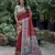 Maroon soft tussar silk madhubani printed saree with blouse