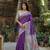 Purple soft tussar silk madhubani printed saree with blouse