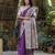 Purple soft tussar silk madhubani printed saree with blouse
