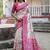 Pink soft tussar silk floral printed saree with blouse