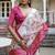 Pink soft tussar silk floral printed saree with blouse
