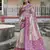 Lavender soft tussar silk floral printed saree with blouse