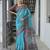 Sky blue soft tussar silk temple border saree with blouse
