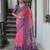 Pink soft tussar silk temple border saree with blouse