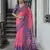 Pink soft tussar silk temple border saree with blouse