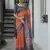 Red soft tussar silk temple border saree with blouse