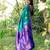 Turquoise soft banarasi silk zari woven saree with blouse