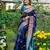 Navy blue soft banarasi silk zari woven saree with blouse