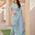 Sky blue soft tissue linen silk zari woven saree with blouse