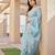 Sky blue soft tissue linen silk zari woven saree with blouse