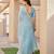 Sky blue soft tissue linen silk zari woven saree with blouse